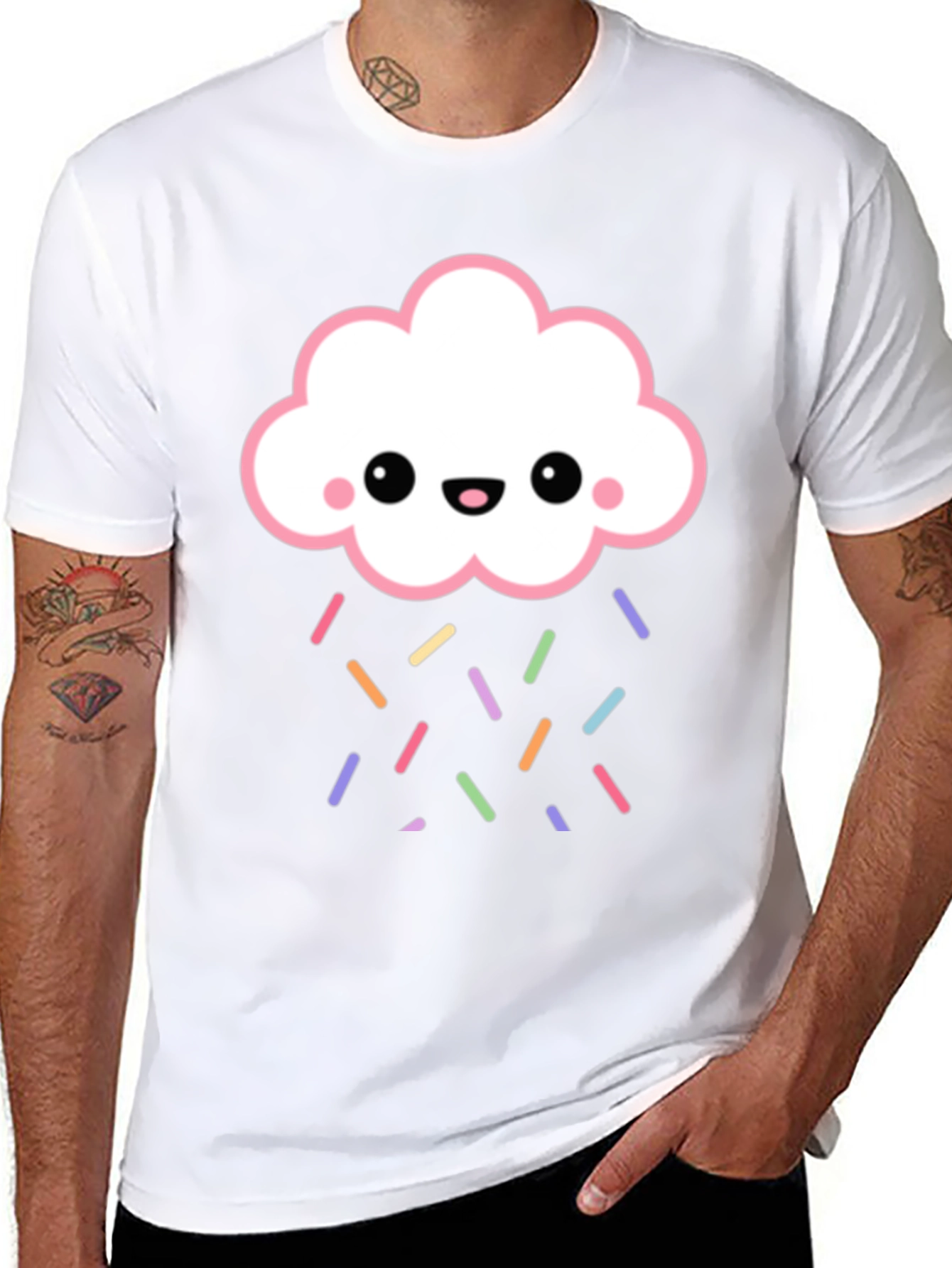 Cute Cloud Sprinkles Black T-Shirt