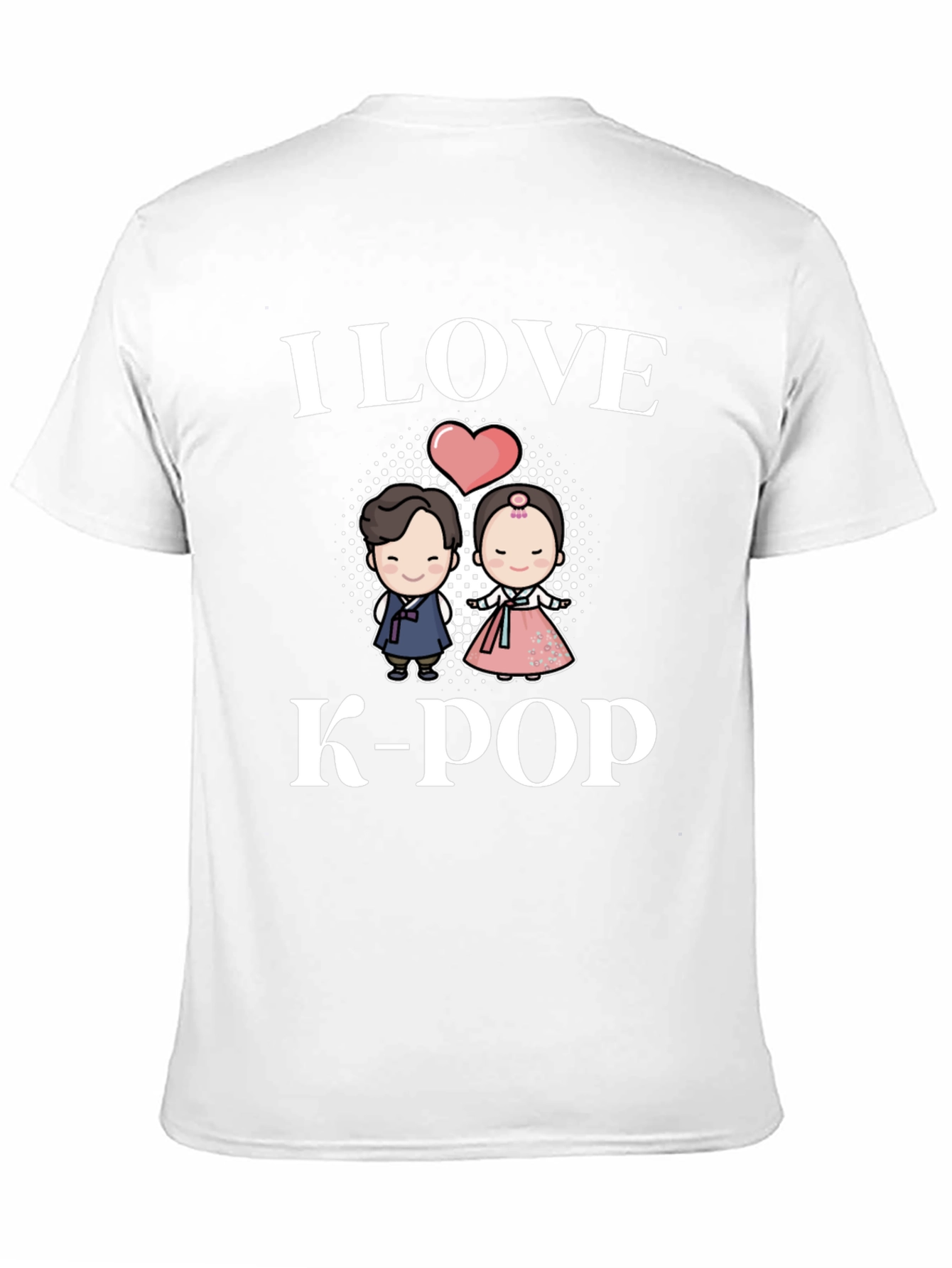 I Love K-Pop T-Shirt Couple Hanbok Design Black Tee