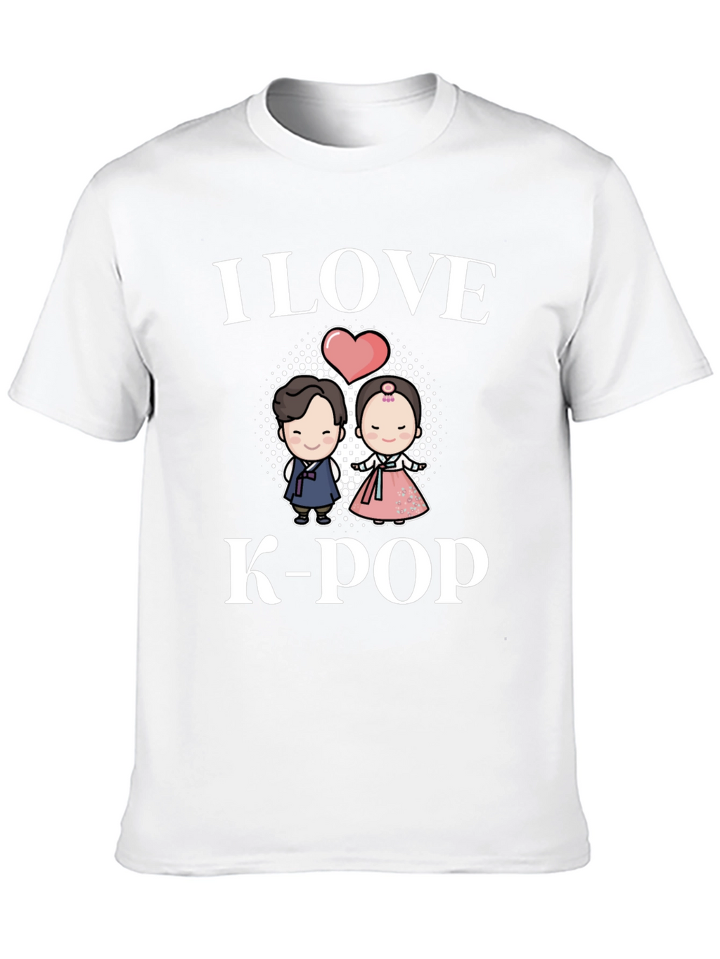 I Love K-Pop T-Shirt Couple Hanbok Design Black Tee