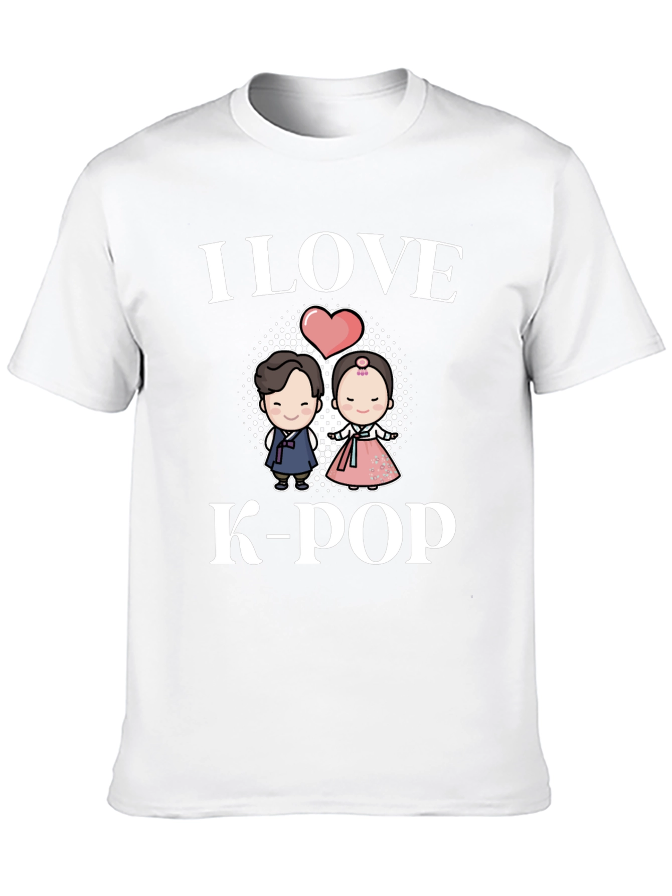 I Love K-Pop T-Shirt Couple Hanbok Design Black Tee