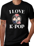 I Love K-Pop T-Shirt Couple Hanbok Design Black Tee