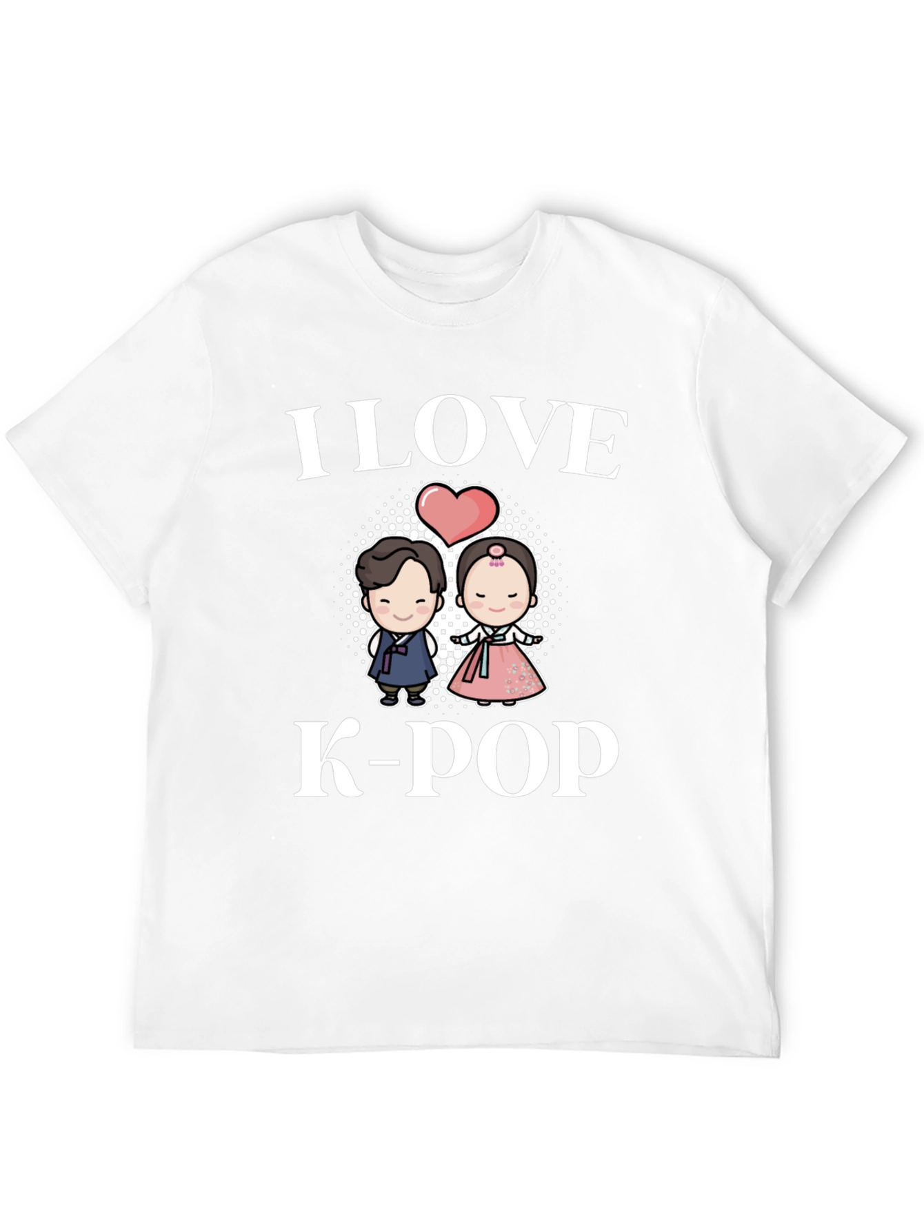 I Love K-Pop T-Shirt Couple Hanbok Design Black Tee