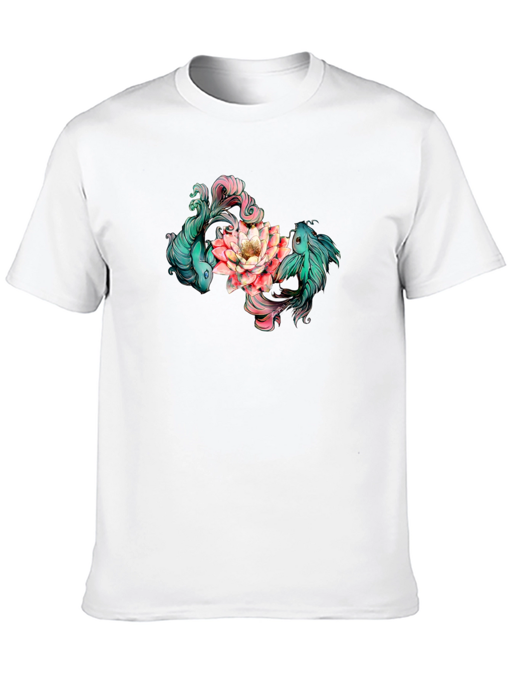 Koi Fish and Lotus Flower Graphic T-Shirt