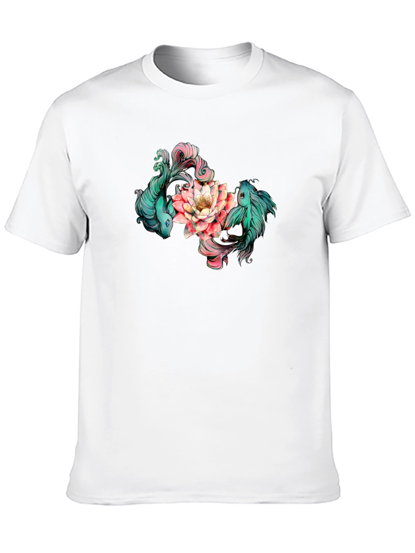 Koi Fish and Lotus Flower Graphic T-Shirt