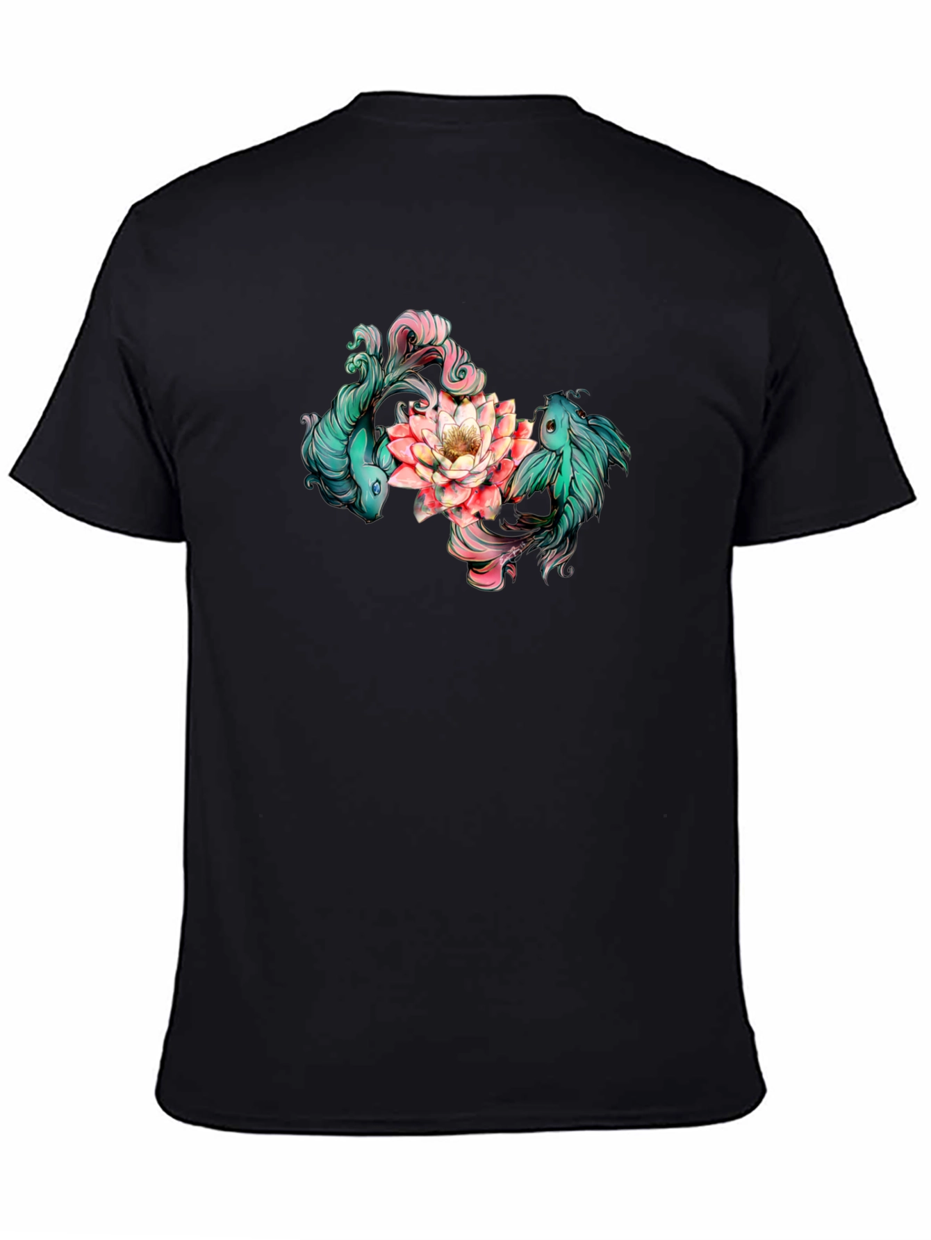 Koi Fish and Lotus Flower Graphic T-Shirt