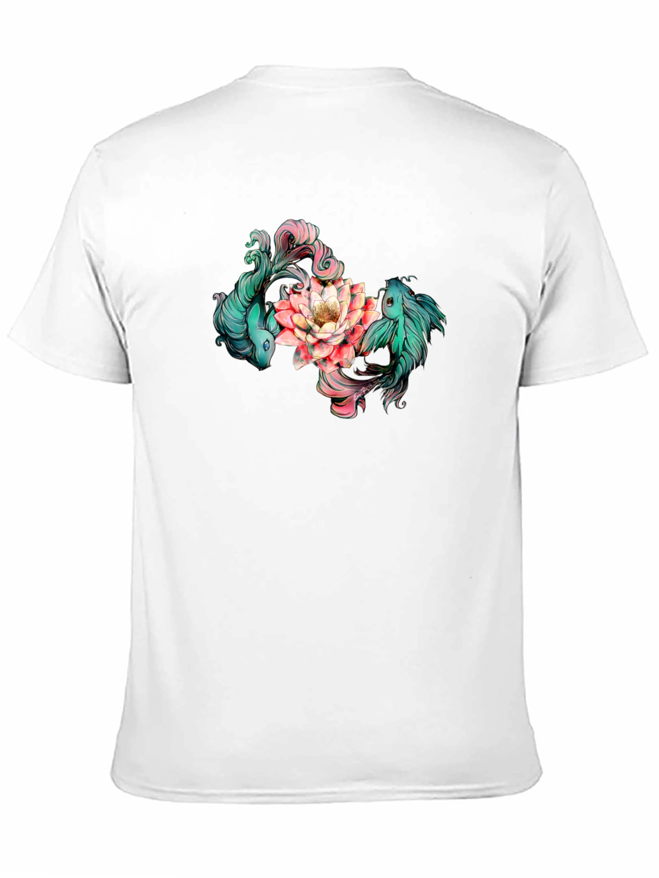 Koi Fish and Lotus Flower Graphic T-Shirt