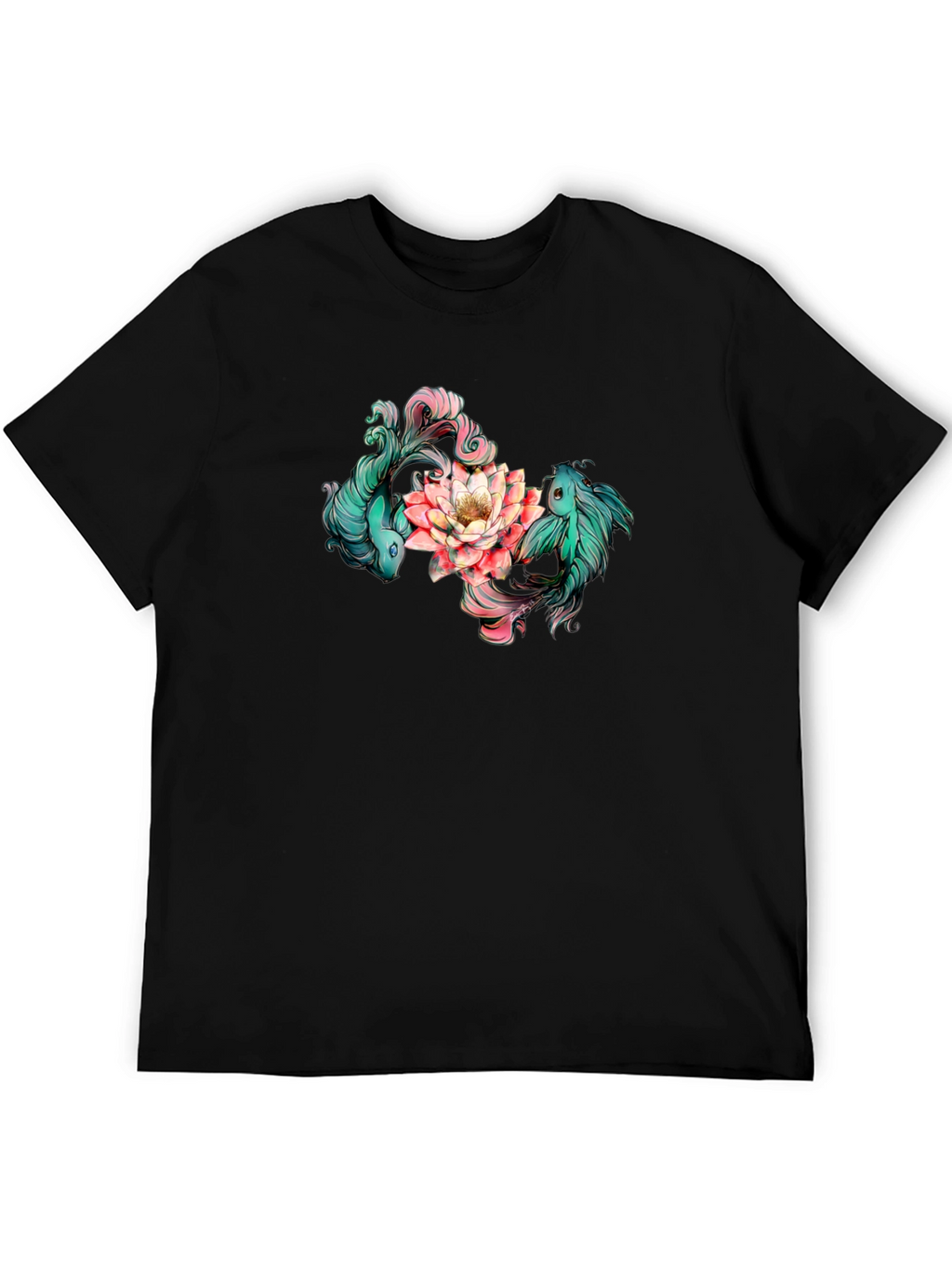 Koi Fish and Lotus Flower Graphic T-Shirt