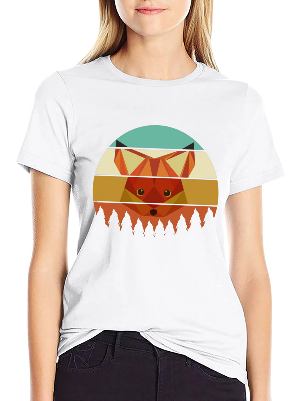 Geometric Fox Graphic Tee - Unisex Crew Neck T-Shirt