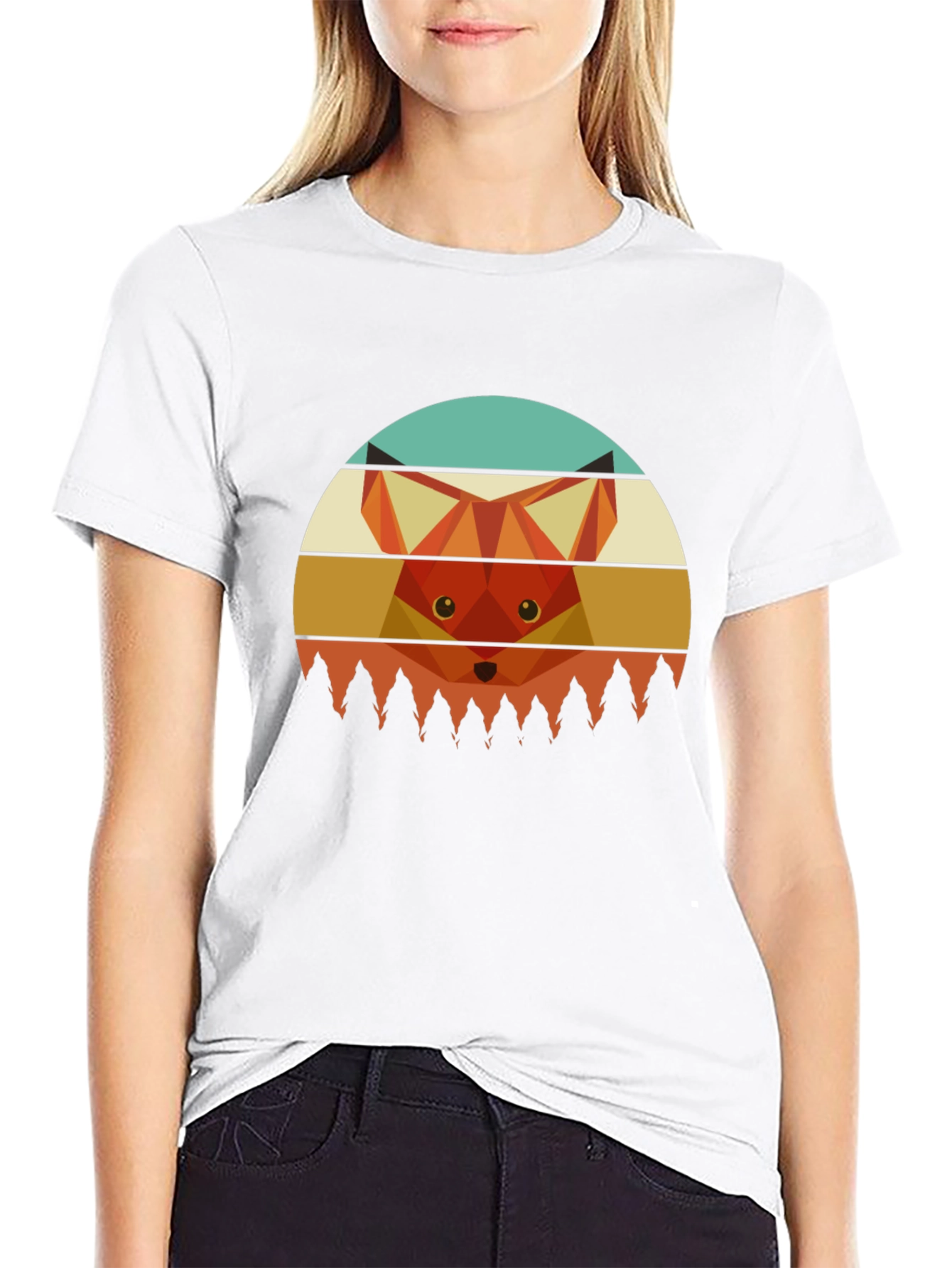Geometric Fox Graphic Tee - Unisex Crew Neck T-Shirt