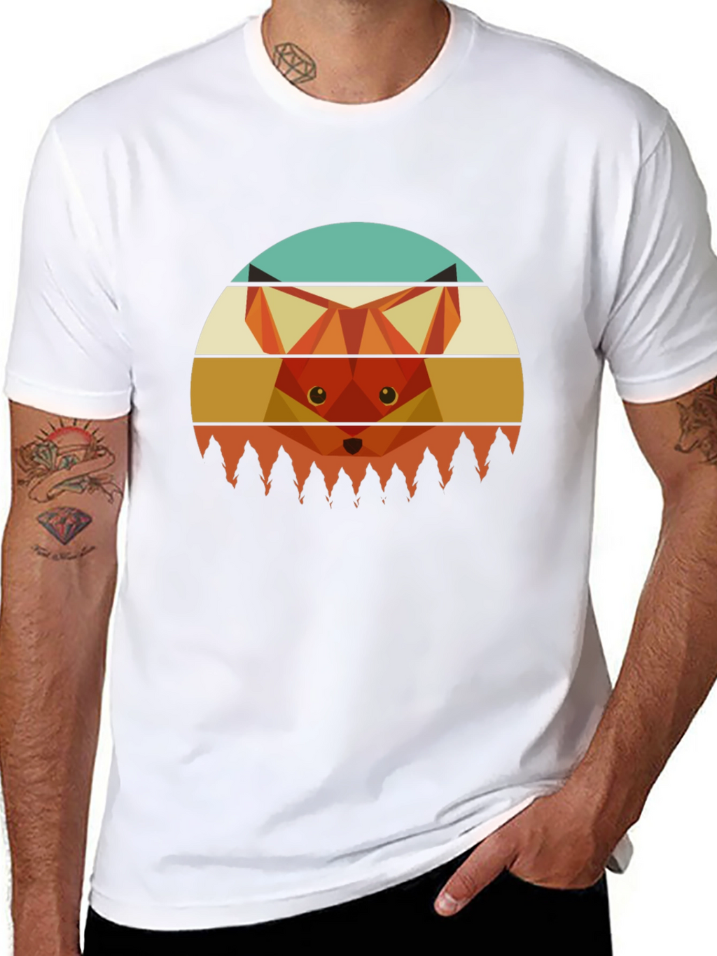 Geometric Fox Graphic Tee - Unisex Crew Neck T-Shirt