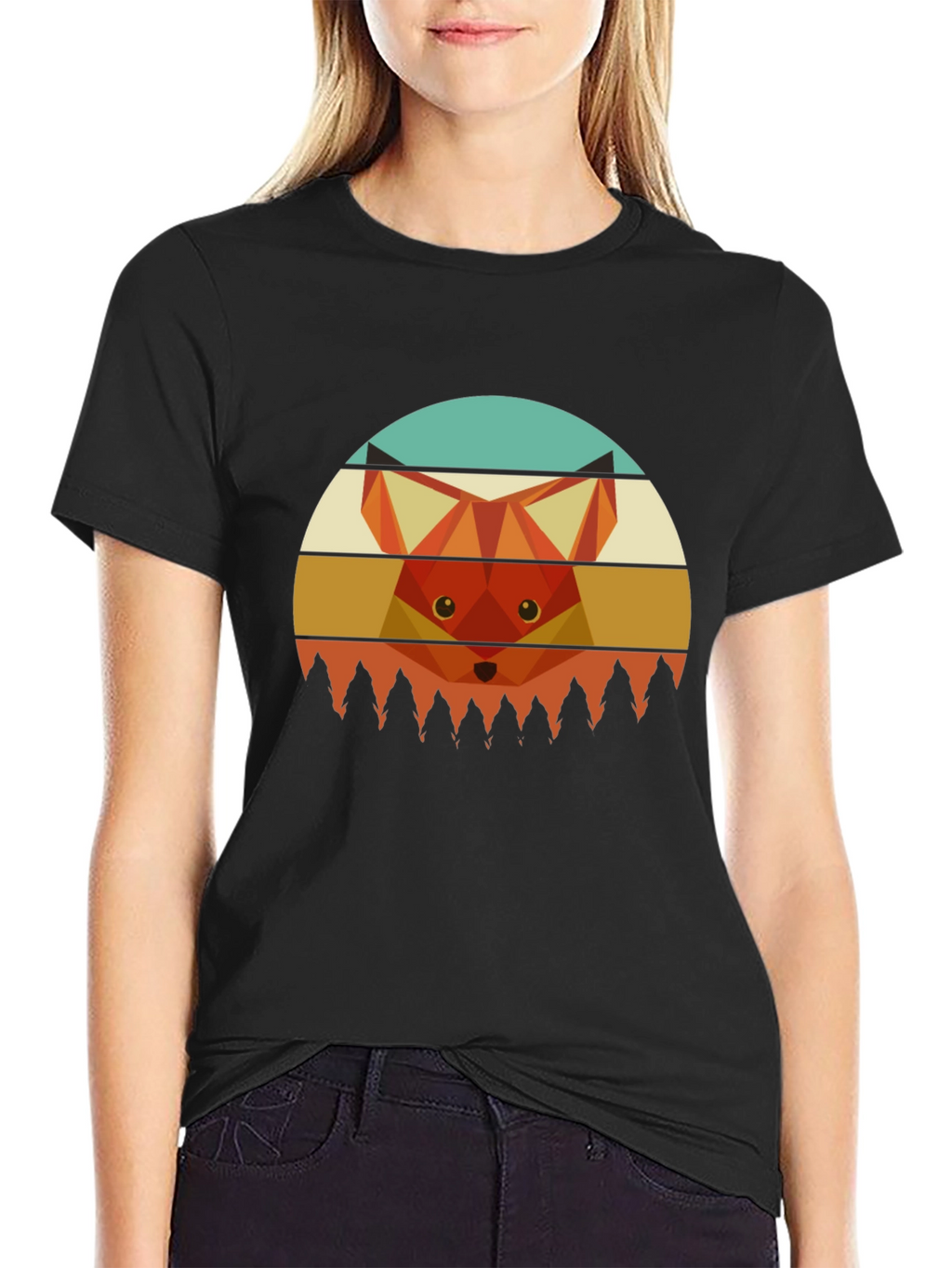 Geometric Fox Graphic Tee - Unisex Crew Neck T-Shirt