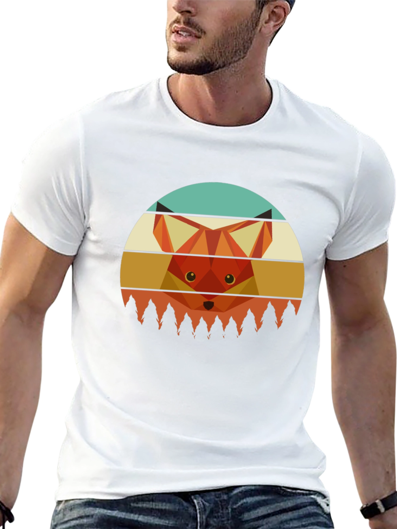 Geometric Fox Graphic Tee - Unisex Crew Neck T-Shirt