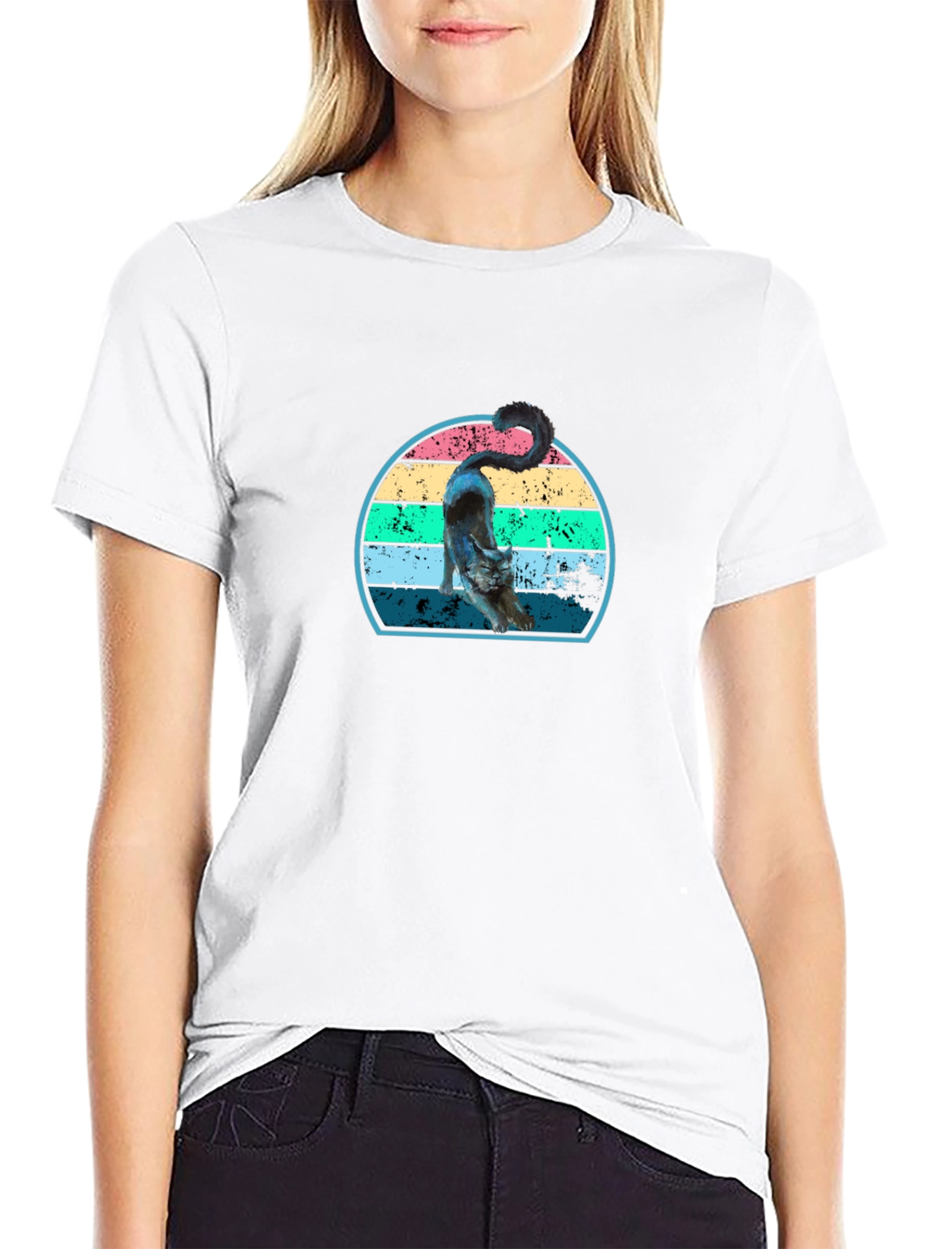 Retro Cat Stretch T-Shirt