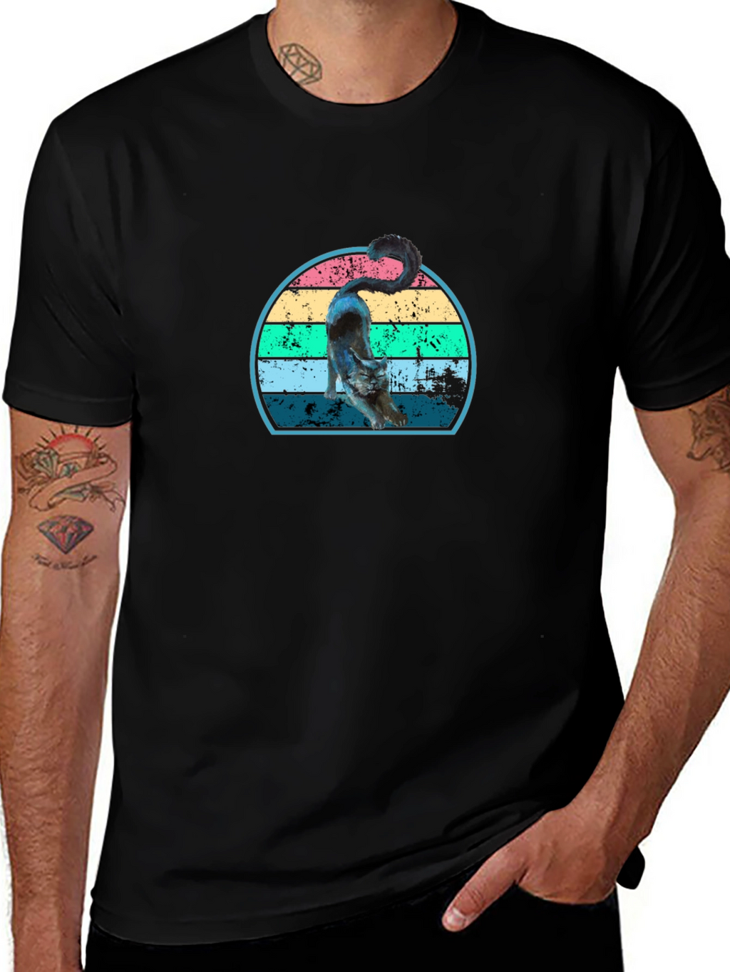 Retro Cat Stretch T-Shirt