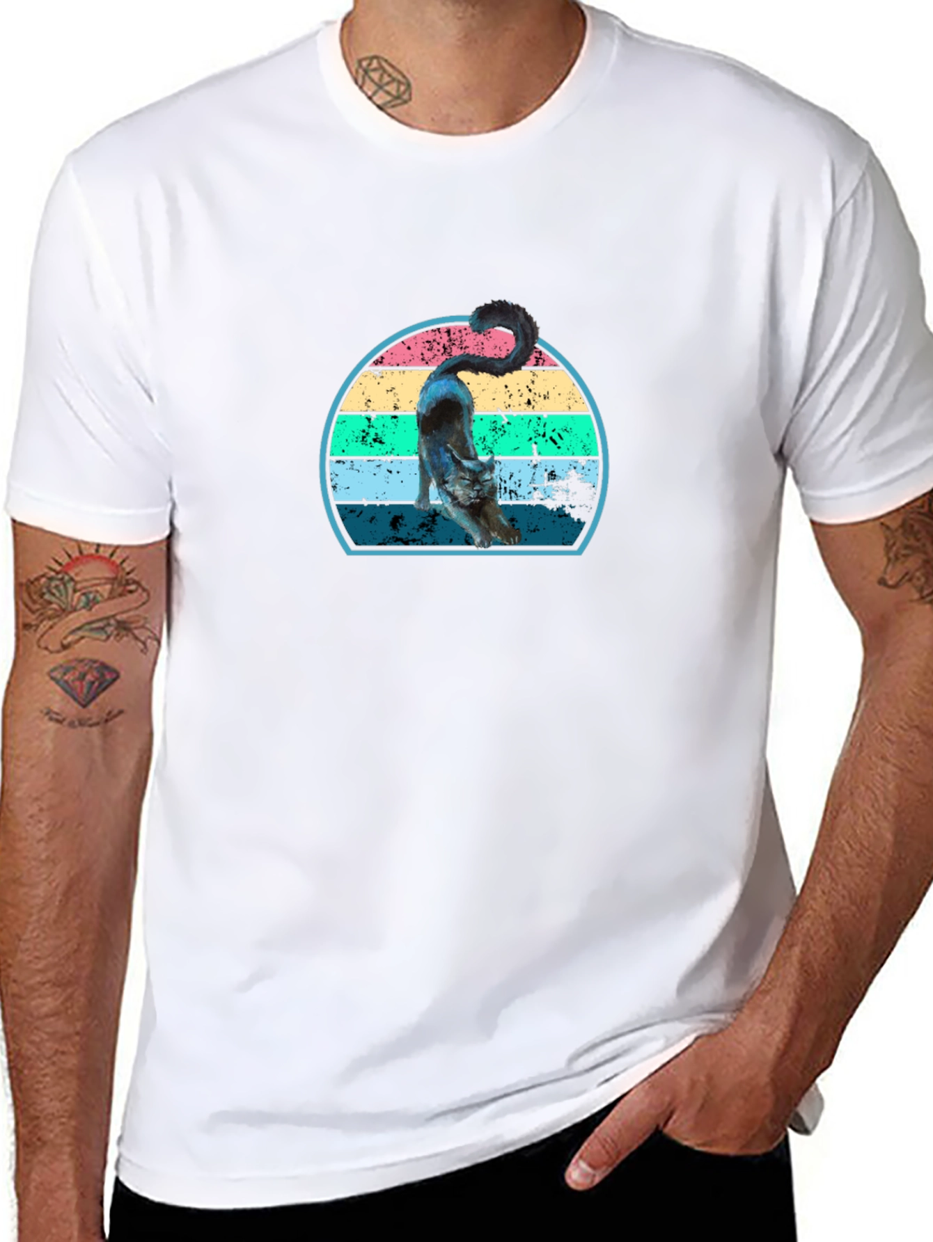 Retro Cat Stretch T-Shirt