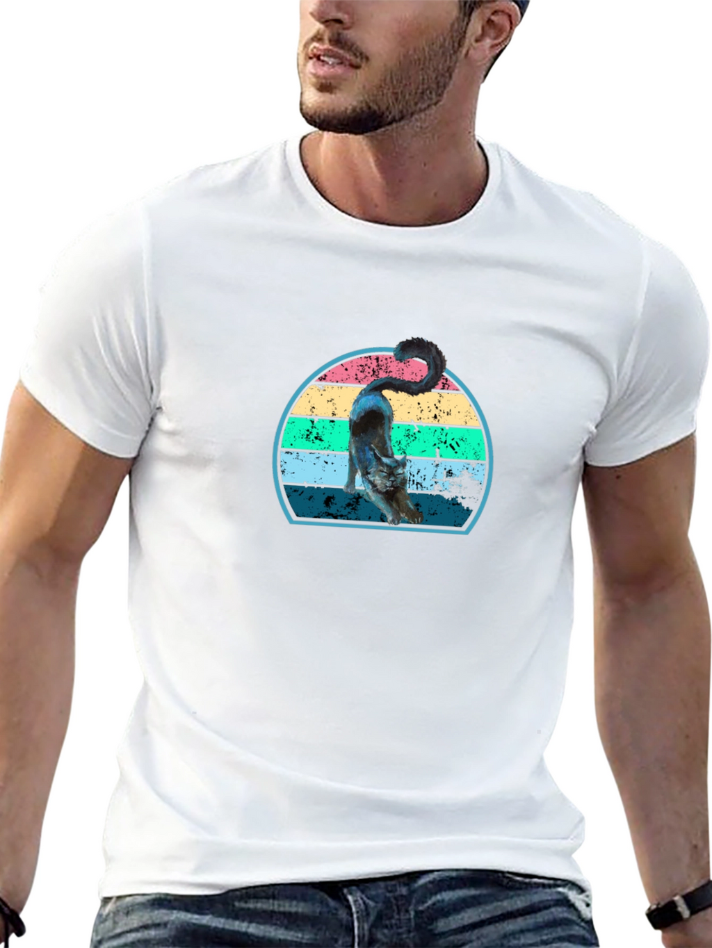 Retro Cat Stretch T-Shirt