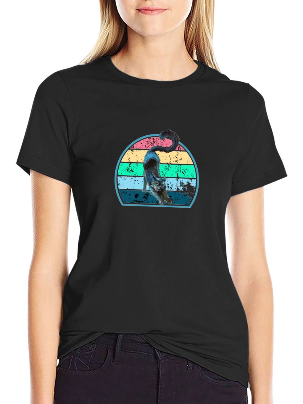 Retro Cat Stretch T-Shirt