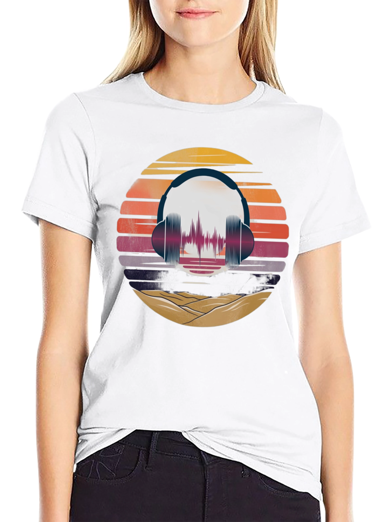 Retro Sunset Headphone Graphic Tee