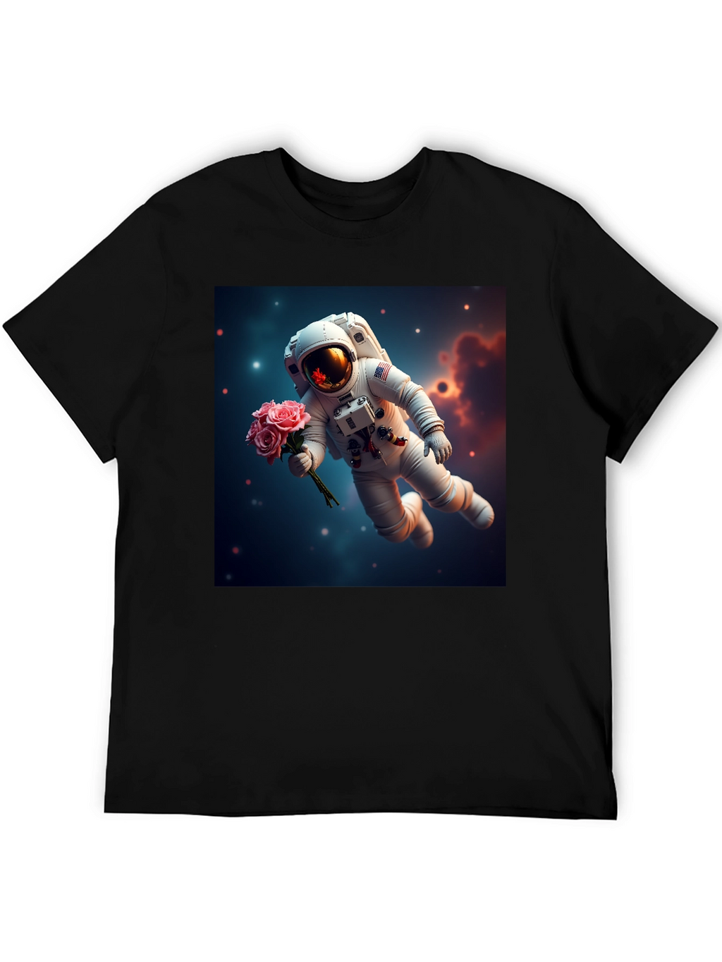 Astronaut with Roses Graphic T-Shirt