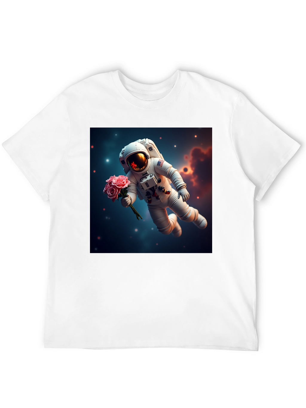 Astronaut with Roses Graphic T-Shirt