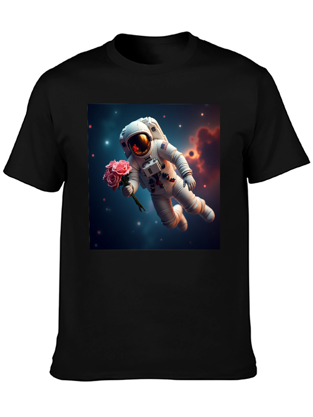 Astronaut with Roses Graphic T-Shirt