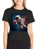 Astronaut with Roses Graphic T-Shirt