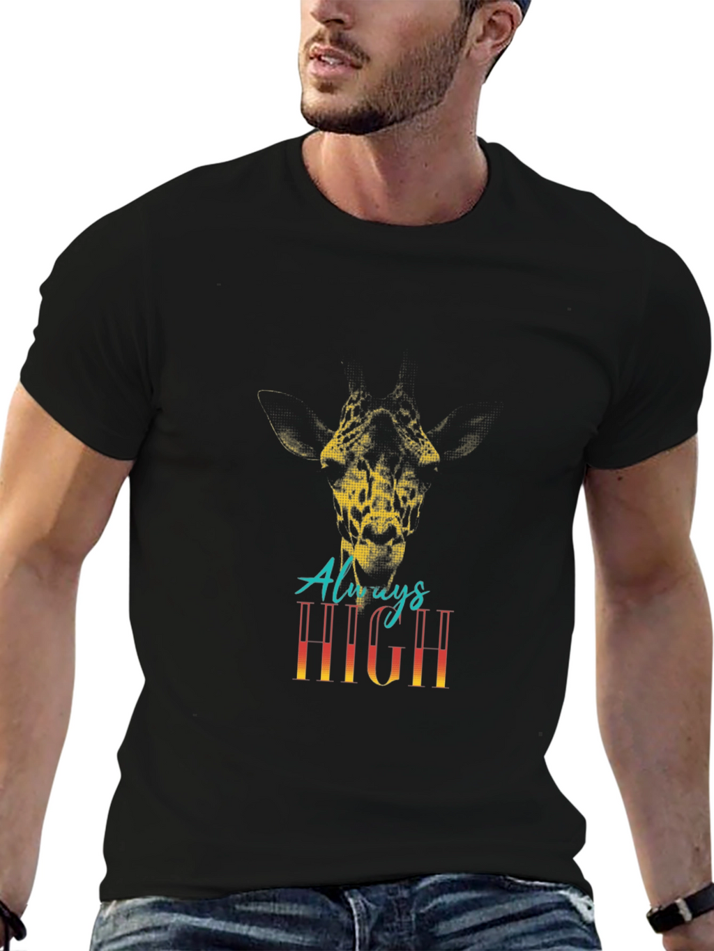 Always High Giraffe Graphic Tee - Black