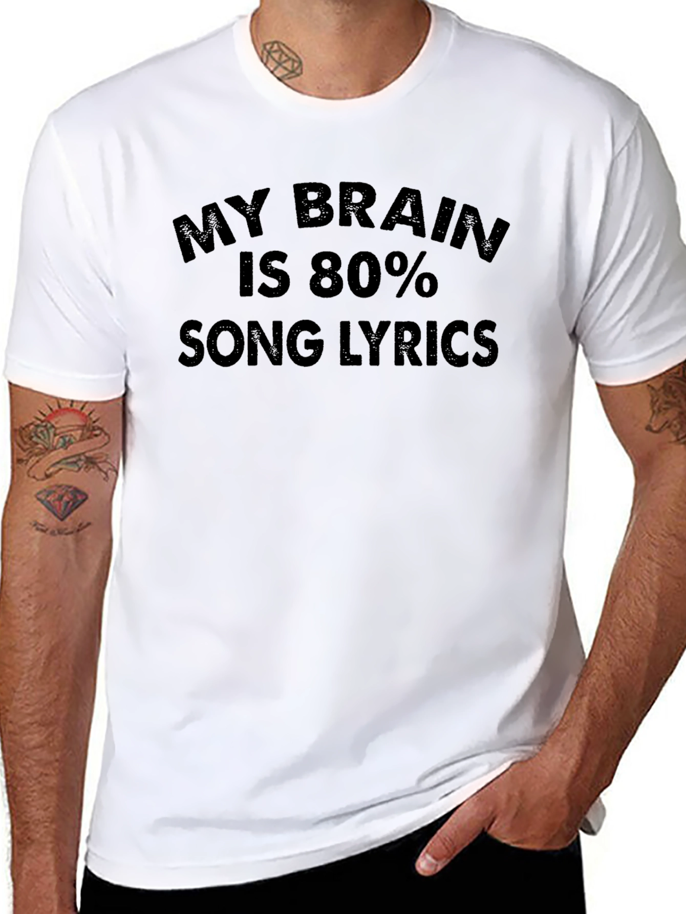 Funny Song Lyrics T-Shirt - Brain 80% Music Tee