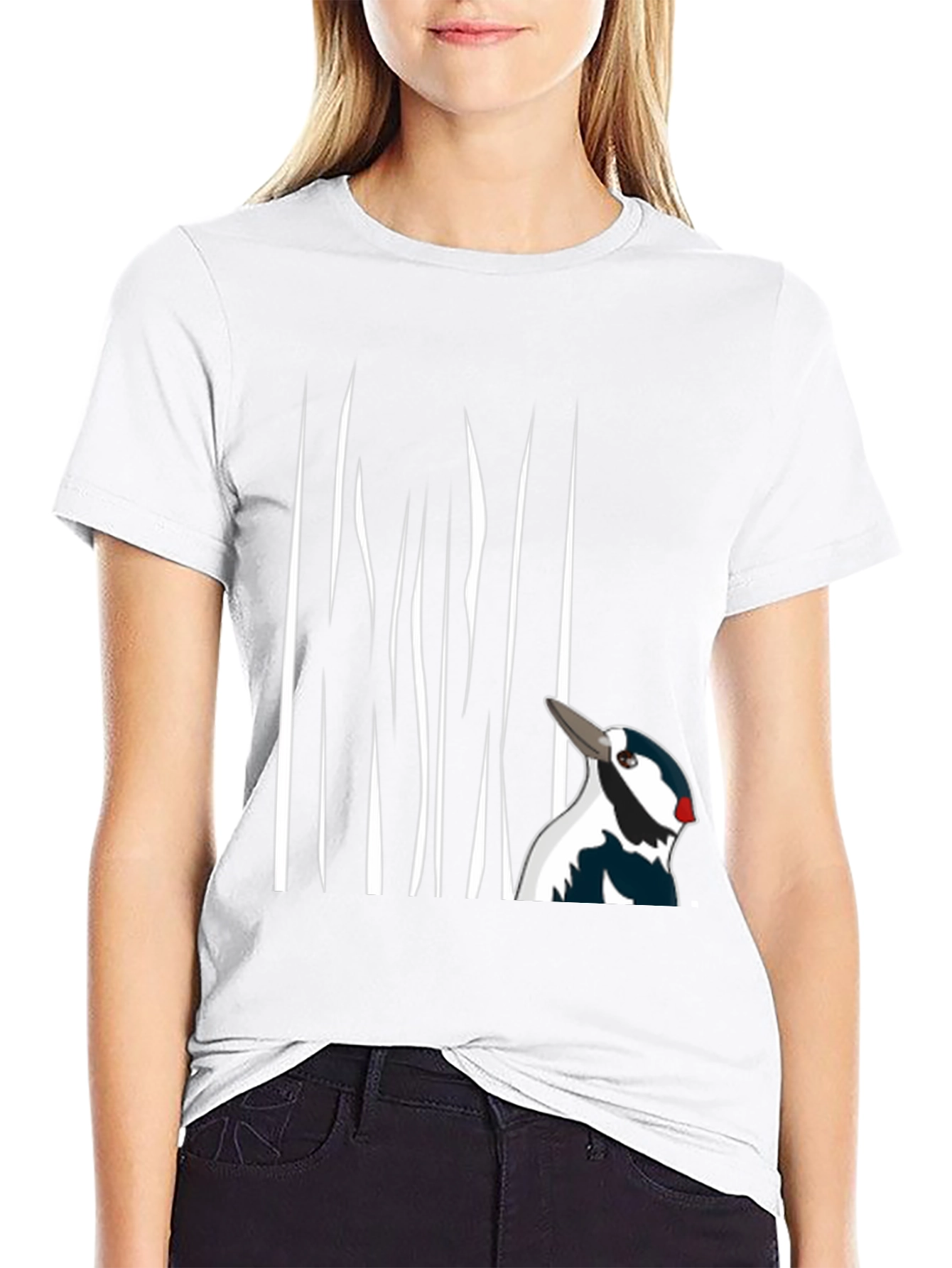 Woodpecker Graphic Tee - Black Cotton T-Shirt