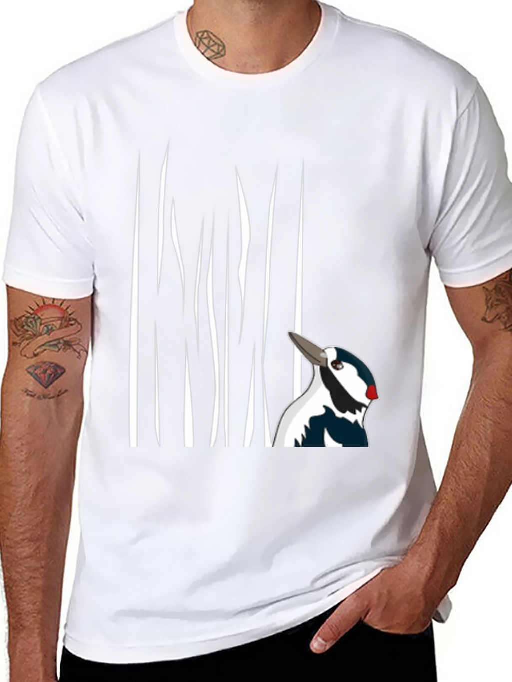 Woodpecker Graphic Tee - Black Cotton T-Shirt