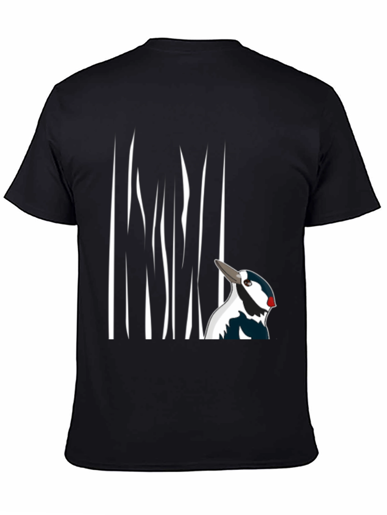 Woodpecker Graphic Tee - Black Cotton T-Shirt