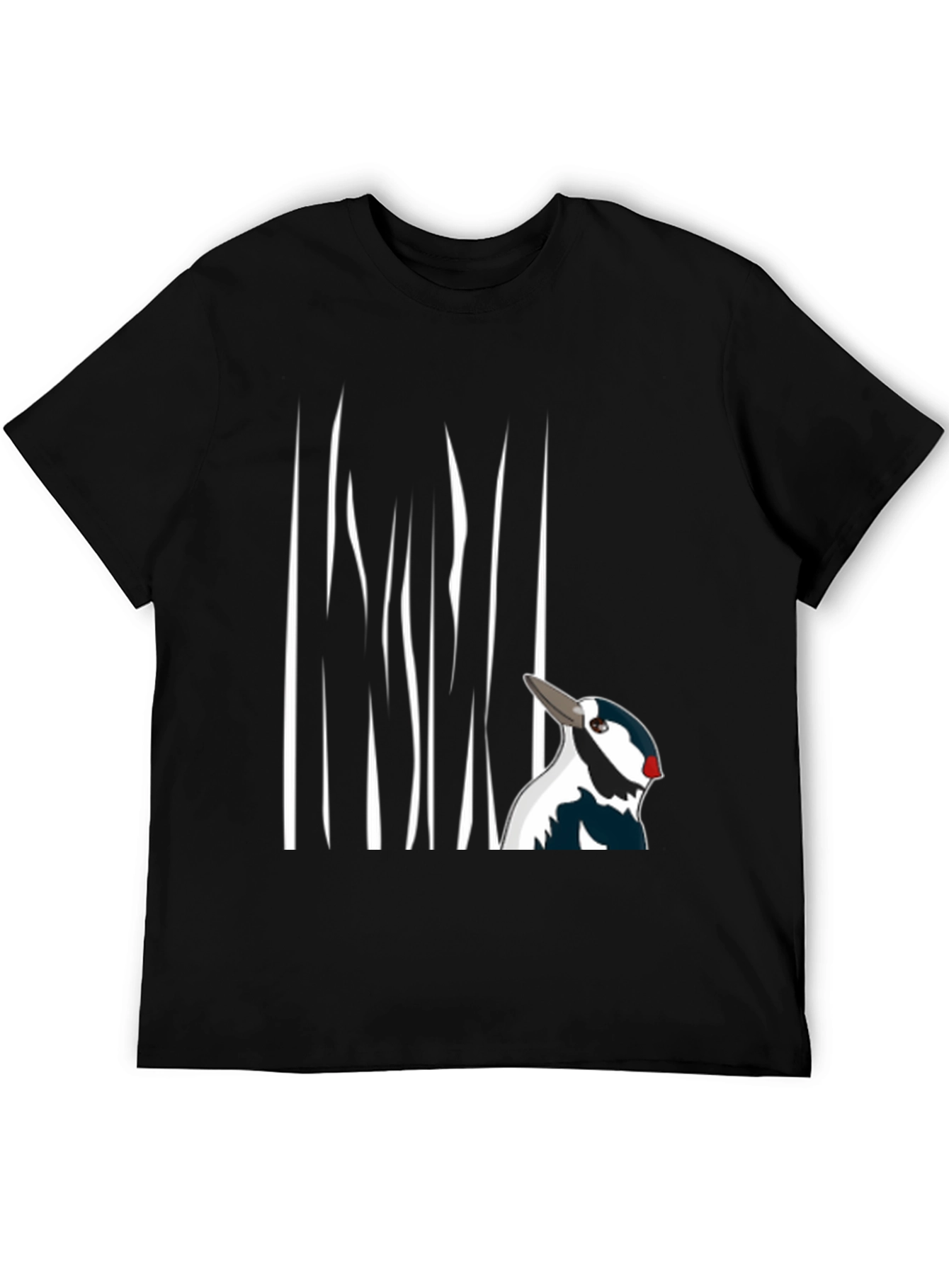Woodpecker Graphic Tee - Black Cotton T-Shirt