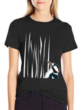 Woodpecker Graphic Tee - Black Cotton T-Shirt