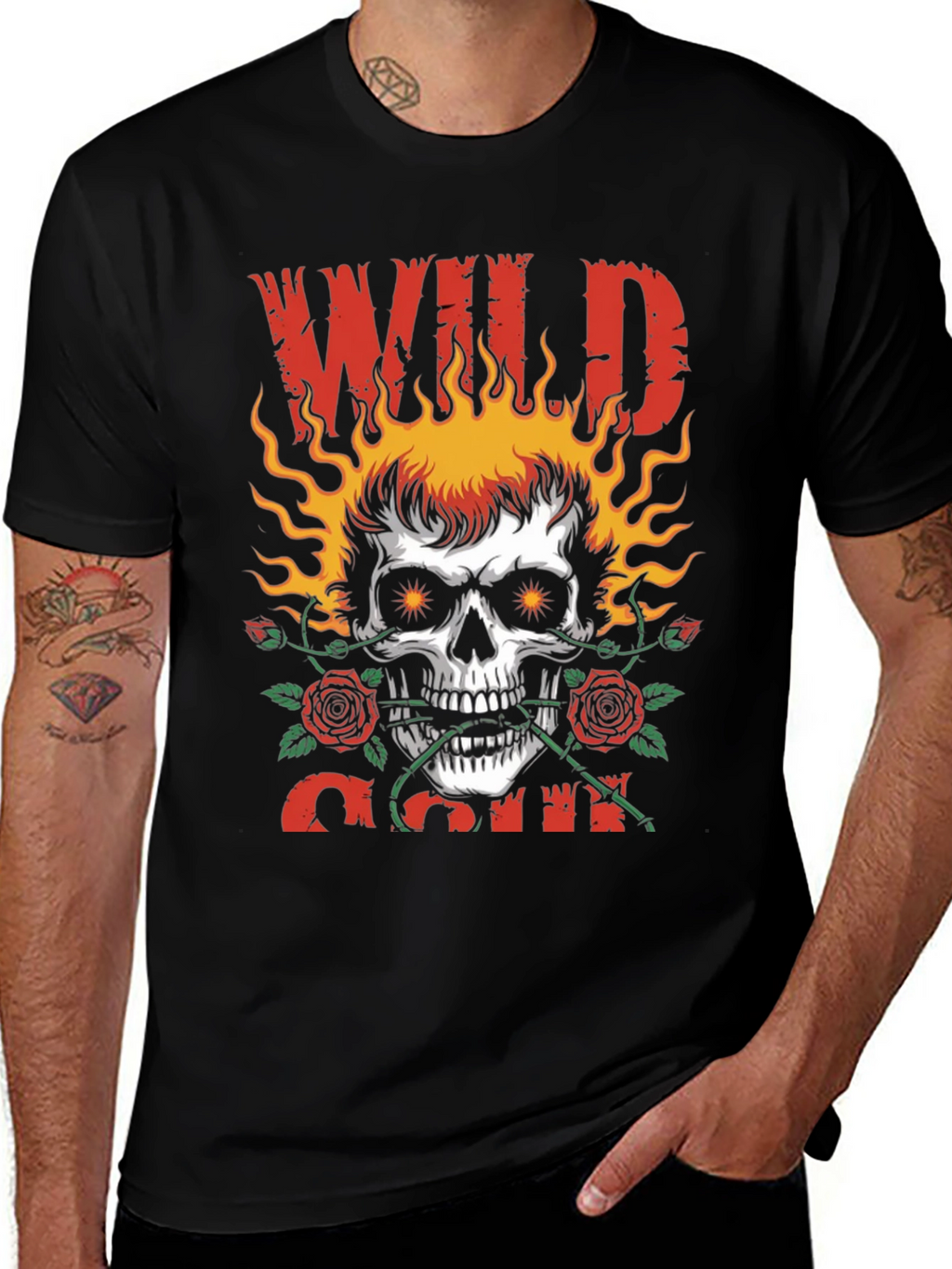 Wild Soul Skull Graphic Tee - Black
