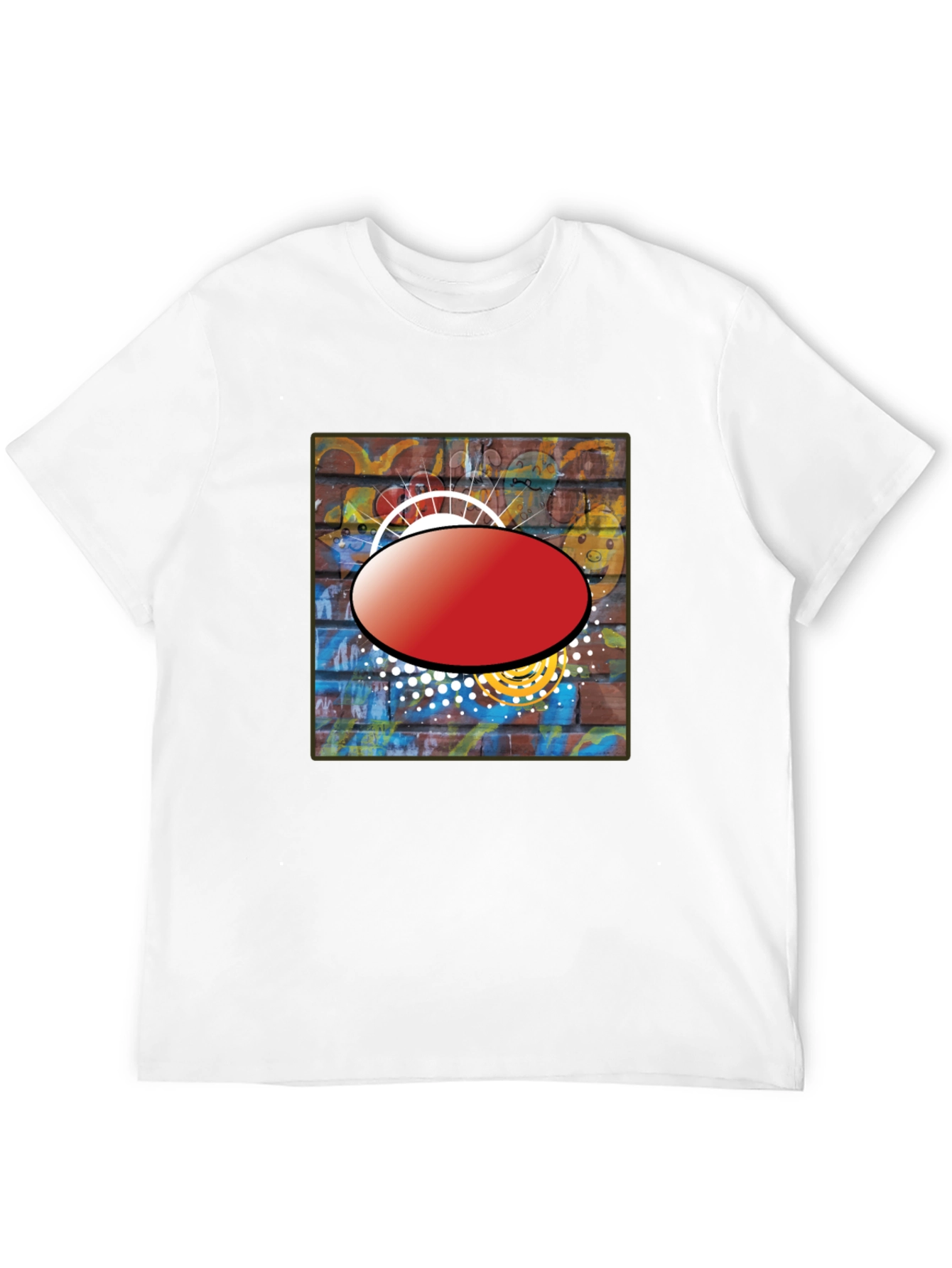 Black Graphic T-Shirt with Abstract Brick Wall Design