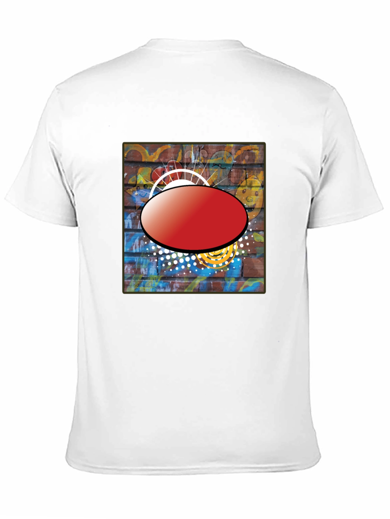 Black Graphic T-Shirt with Abstract Brick Wall Design