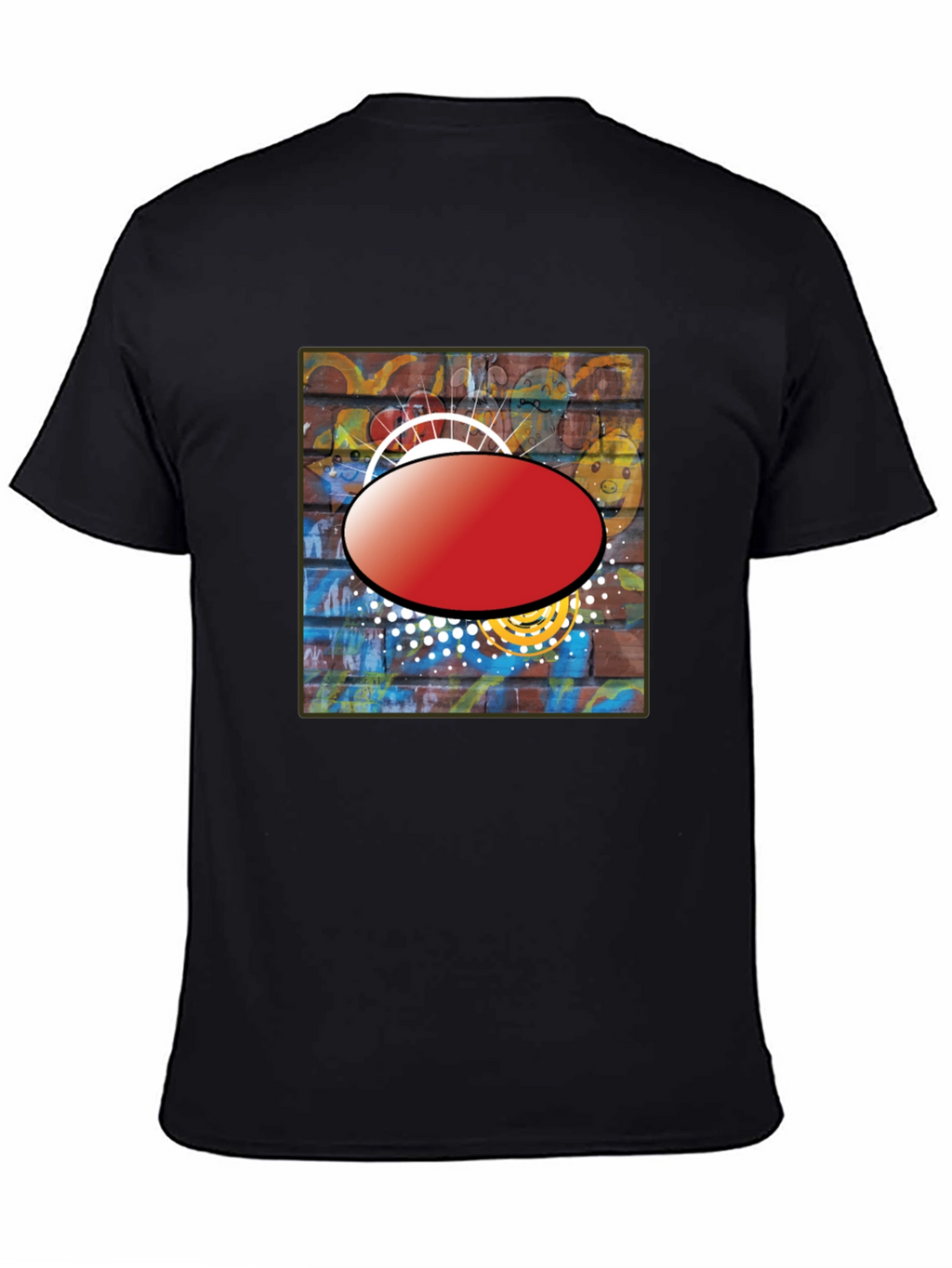 Black Graphic T-Shirt with Abstract Brick Wall Design