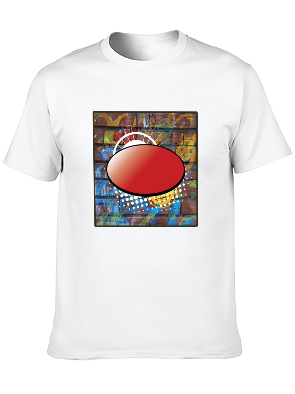 Black Graphic T-Shirt with Abstract Brick Wall Design