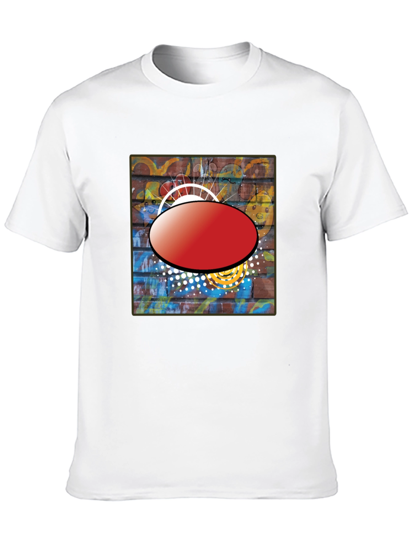 Black Graphic T-Shirt with Abstract Brick Wall Design