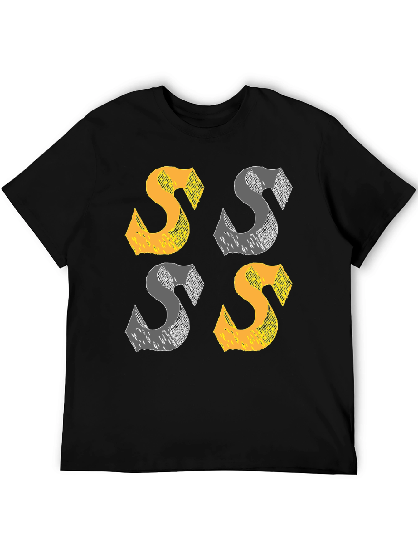 Abstract S Graphic Print Black T-Shirt