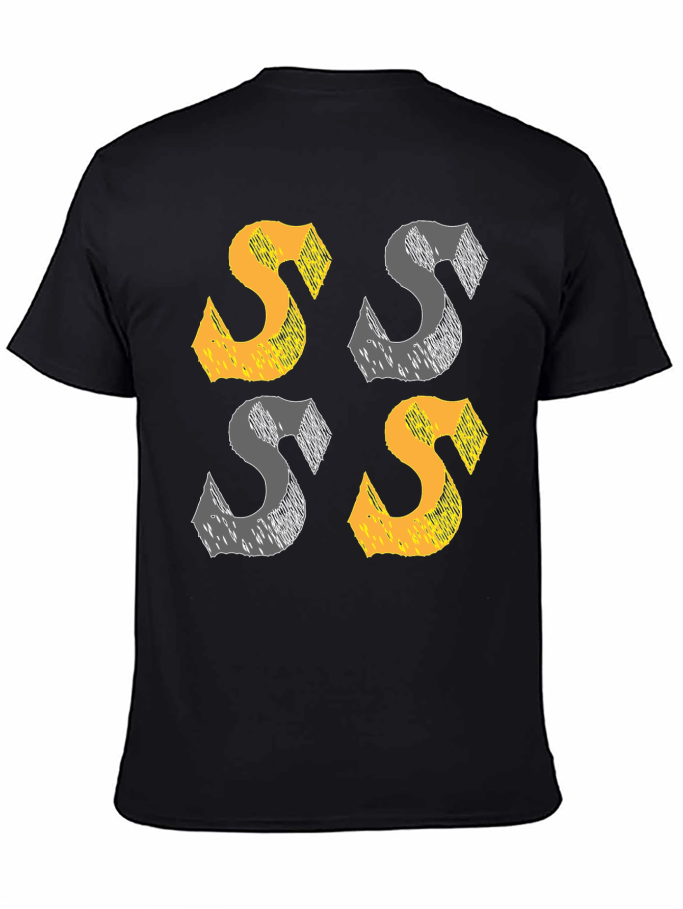 Abstract S Graphic Print Black T-Shirt