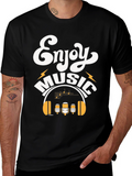Enjoy Music Graphic Print Crew Neck T-Shirt