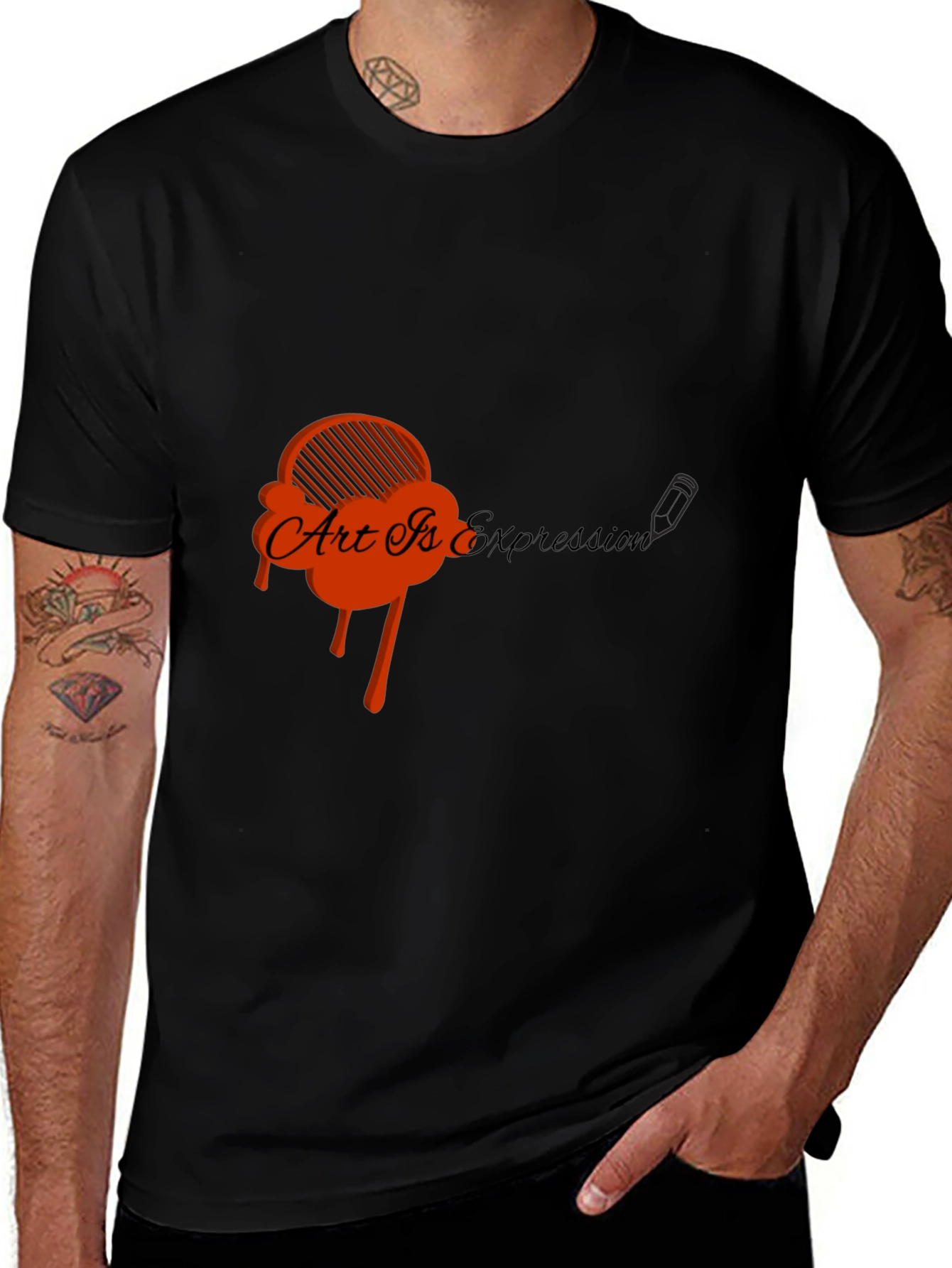 Art Is Expression Black Graphic Tee