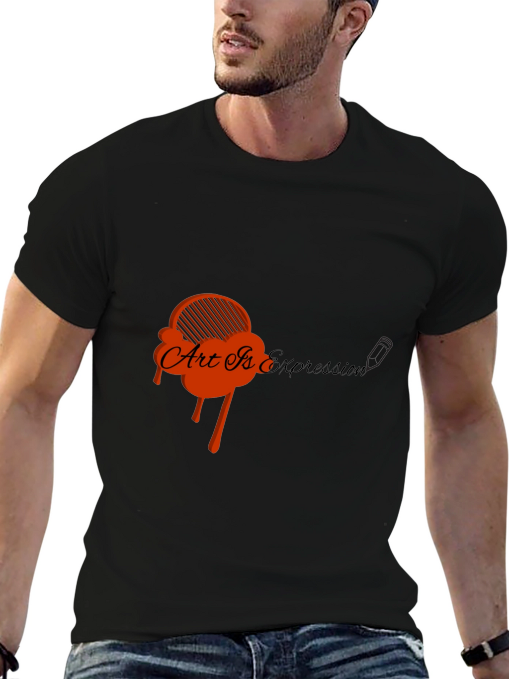 Art Is Expression Black Graphic Tee
