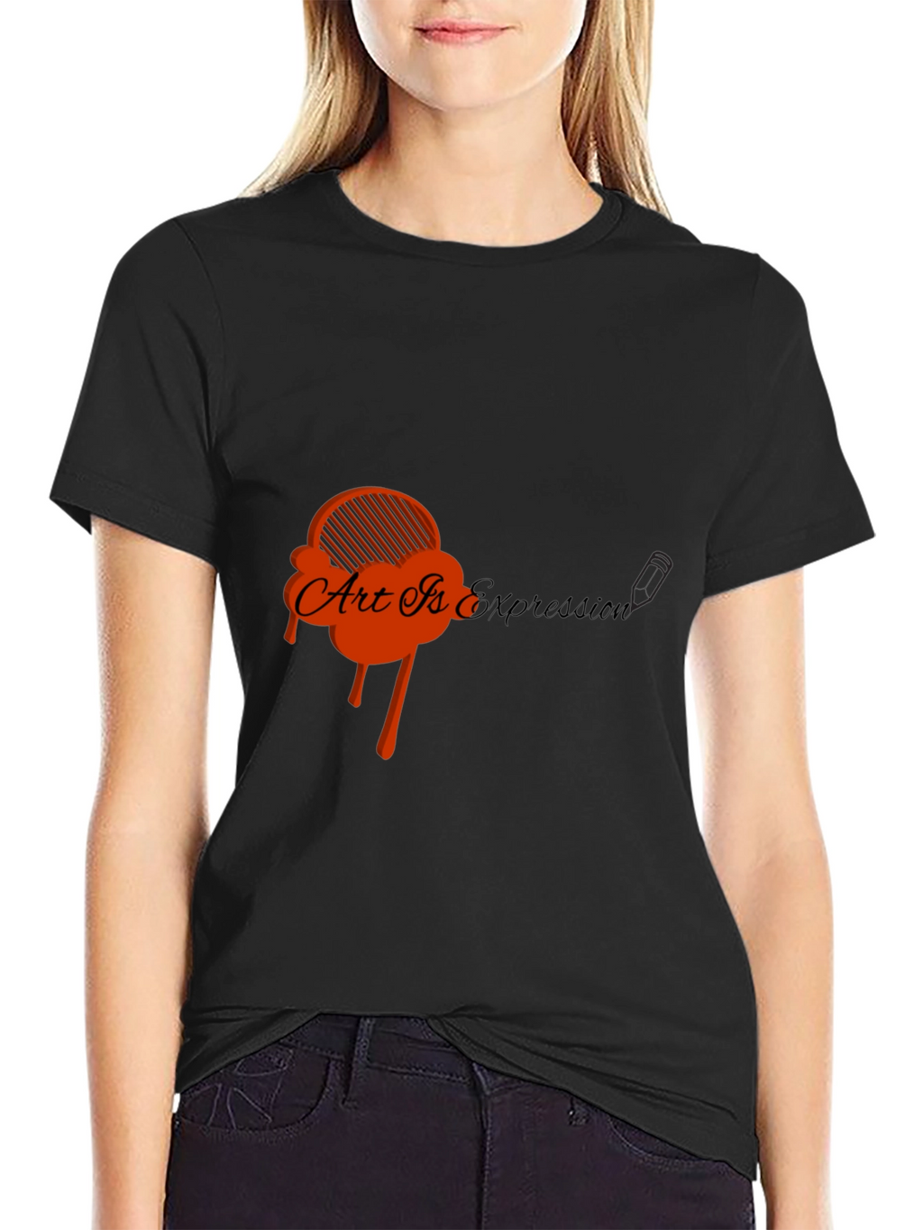 Art Is Expression Black Graphic Tee