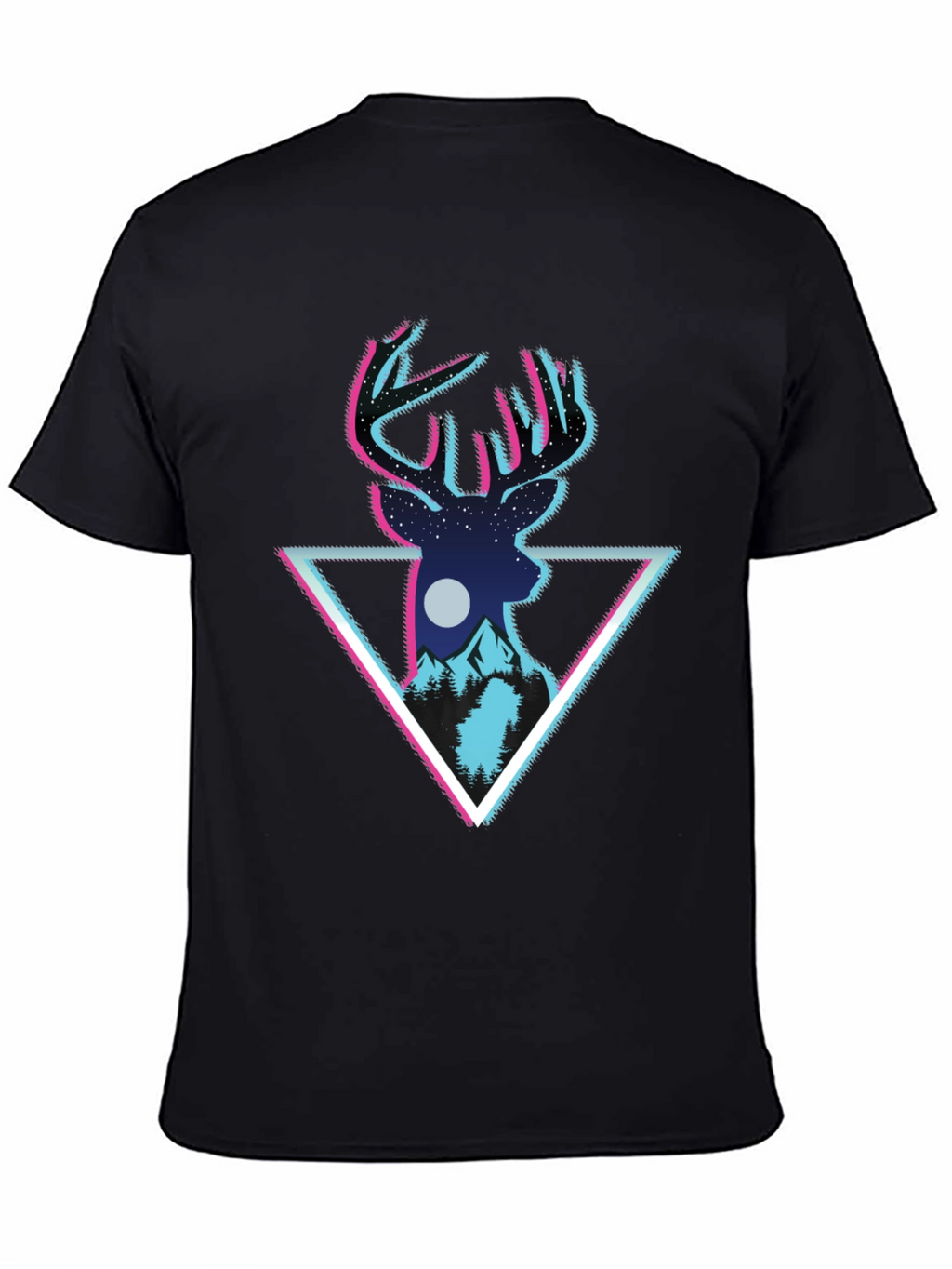Deer Triangle Graphic T-Shirt - Mens Black Tee