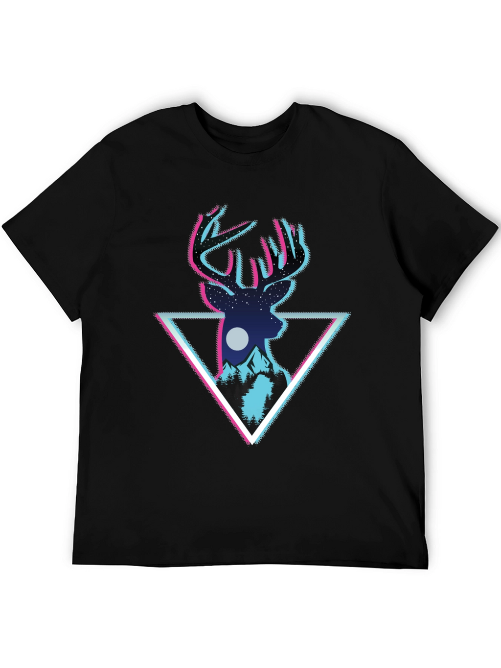 Deer Triangle Graphic T-Shirt - Mens Black Tee