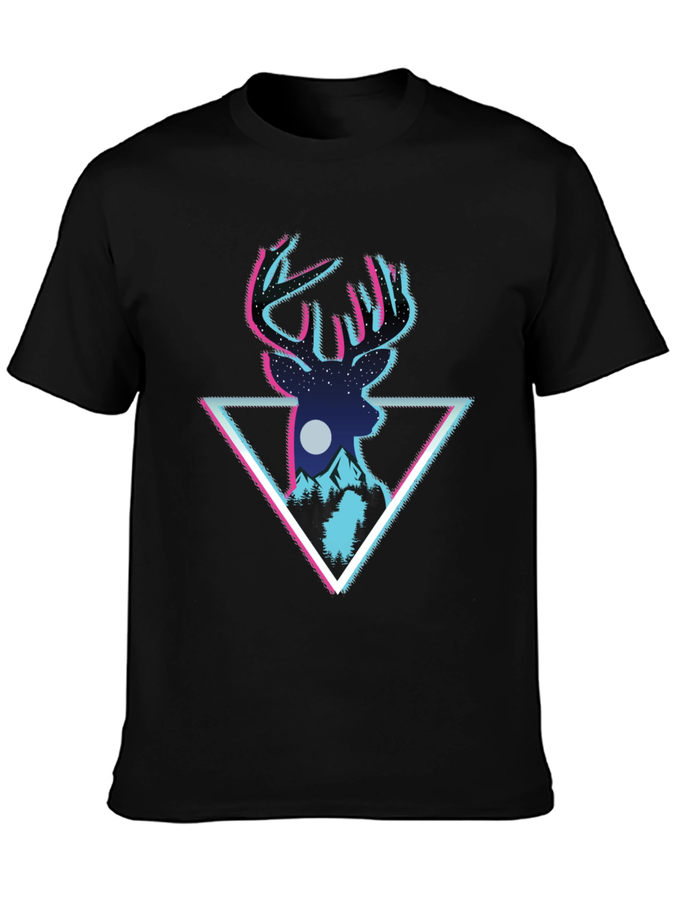 Deer Triangle Graphic T-Shirt - Mens Black Tee