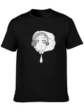 Anime Character Graphic Tee - Black Cotton Blend