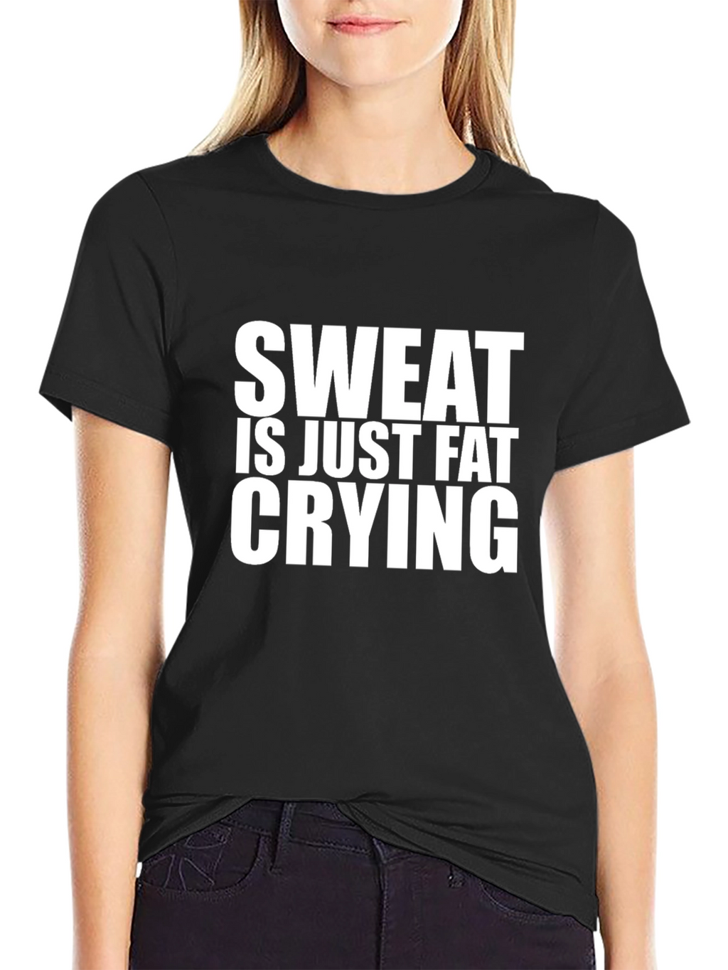 Funny Sweat is Fat Crying Black T-Shirt